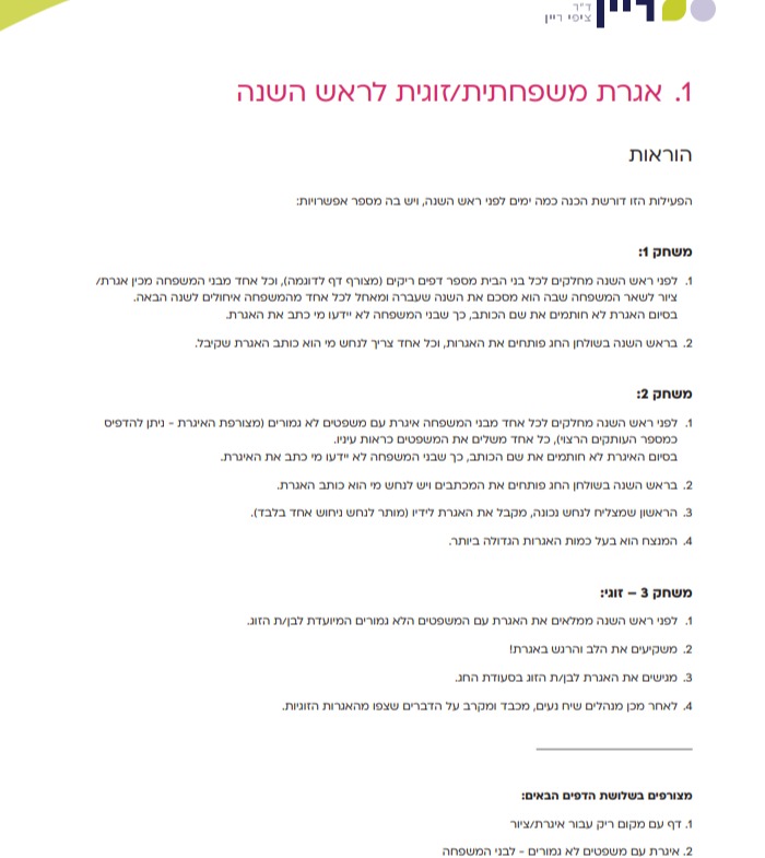 תמונה מהערכה לחג