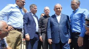 נתנינהו, גלנט וקיש בביקור בבית אל  צילום: דודי אביטן פוליטי