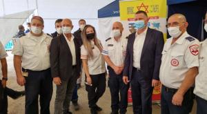מתחם החיסונים לפועלים פלשתיניים באזור התעשייה של אריאל צילום: דוברות התיישבות