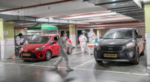 מתחם בדיקות קורונה במודיעין צילום: Yossi Aloni/Flash90 חדשות