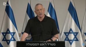 שר הביטחון בני גנץ בהצהרה מהקרייה, ארכיון. צילום: ללא חדשות
