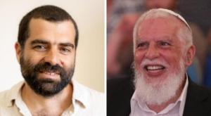 זה שיוצא וזה שנכנס. הרב בני קלמנזון והרב אלחנן שרלו,  צילום: אלחנן צוריאל חדשות