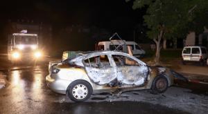 מכונית שנשרפה ע"י פורעים  צילום: Yossi Aloni חדשות