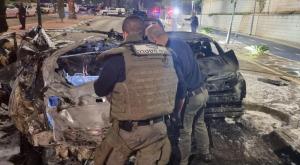 הרכב שפוצץ צילום: דוברות המשטרה חדשות