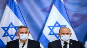 בנט והורוביץ במסיבת העיתונאים, ארכיון צילום:  Moti Milrod/POO חדשות