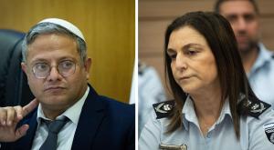 בן גביר וקטי פרי, במחנה הממלכתי זועמים צילום: Yonatan Sindel/Flash90 פוליטי