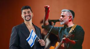 אביתר בנאי ונועם בתן, מעצבים גבריות חדשה צילום: בנאי: אריאל עפרון, בתן: Yael Abas Guisky/Flash90, רקע: צילום מסך משיר האירוויזיון, canva דעות