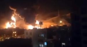 מאגר נפט עולה בלהבות בטהרן צילום: צילום מסך, 27א חדשות