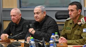 "מקבלים את ההחלטות בקבינט לניהול המלחמה פה אחד", נתניהו גלנט והרצי הלוי צילום: קובי גדעון /לע"מ מדיני
