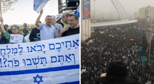 עצרת המיליון ב-2014 והפגנה נגד השתמטות  צילום: Yonatan Sindel,FLASH 90, Chaim Goldberg/FLASH90 חדשות