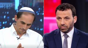 רביב דרוקר והרב אברהם סתיו צילום: Yonatan Sindel/Flash90, צילום מסך טלוויזיה