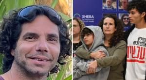 עופר קלדרון עם משפחתו  צילום: מטה משפחות החטופים ופאולינה פטימר חדשות