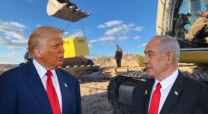 נתניהו וטראמפ על רקע הקו הצהוב צילום: פלאש90, דובר צה"ל וקאנבה חדשות