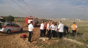 זירת הפיצוץ סמוך לאלעד צילום: דוברות איחוד הצלה חדשות