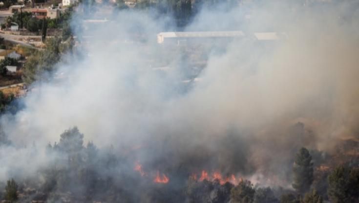שרפות באזור ירושלים. כביש בגין נחסם ותושבים פונו מבתיהם
