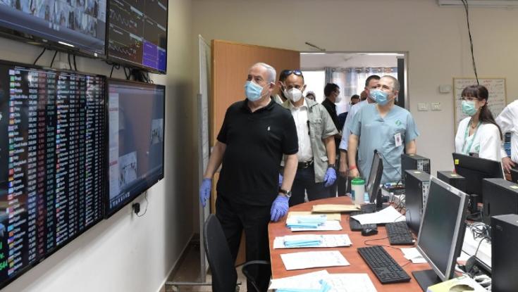 נתניהו בסיור במחלקת קורונה בסורוקה: "כרגע יש לנו עוד מרחב"