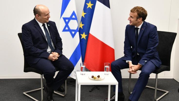 בפתח ועידת האקלים: בנט נפגש עם נשיא צרפת והתייחס לסוגיית NSO