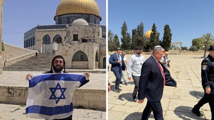בן גביר עלה להר הבית - ח"כ צבי סוכות החליט גם להניף דגל ישראל | צפו