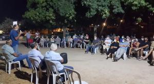 כינוס תושבי היישוב עם ראש המועצה צילום: דוברות מצפה כרמים התיישבות