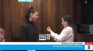 טלי גוטליב ומרב מיכאלי. על מה הן משוחחות? צילום: צילום מסך ערוץ הכנסת ברנז'ה