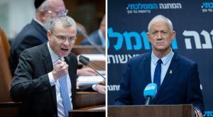 בני גנץ, יריב לוין צילום: Chaim Goldbergl/Flash90, Yonatan Sindel/Flash90 מבזקים