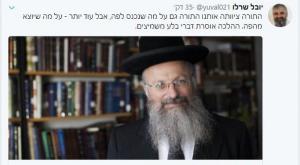 הרב שרלו מצייץ  צילום: צילום מסך מהטוויטר חדשות