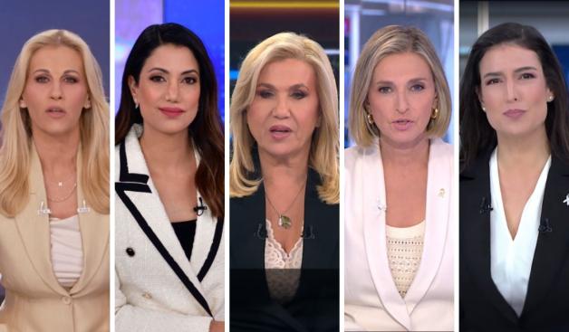 מגישות המהדורות של כל הערוצים במוצאי השבת צילום: צילומי מסך מכל הערוצים. שמש: מאיר אליפור טלוויזיה