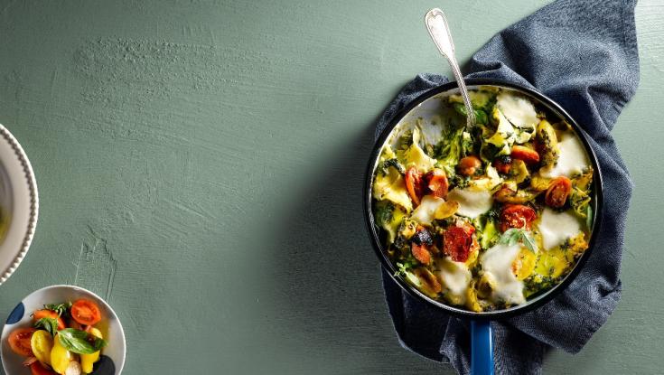 לזניה עם בשאמל תרד, עגבניות ומוצרלה
