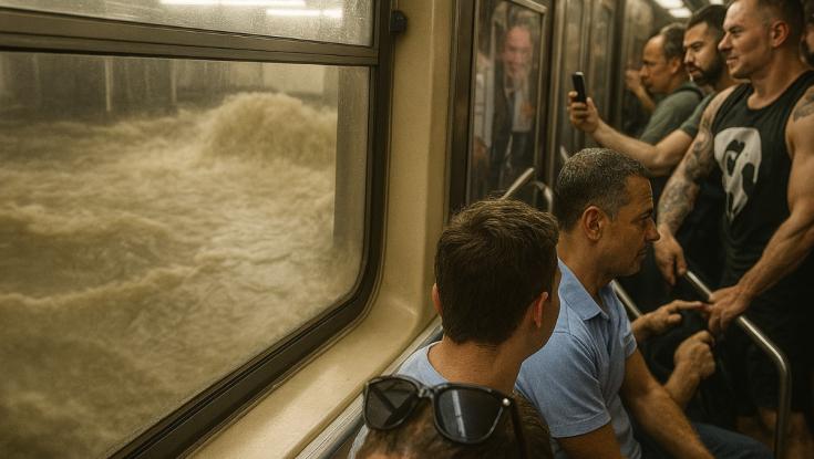 צפו ברגעי האימה: גשם הציף את הרכבת התחתית בניו יורק - הוכרז מצב חירום