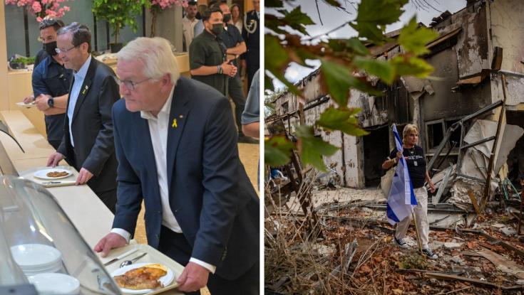 צפו: נשיא גרמניה עצר לארוחת צהריים בחדר האוכל של קיבוץ בארי