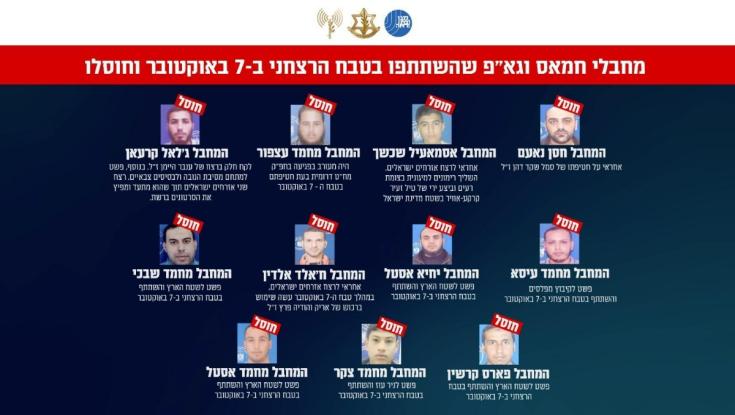 רצחו וחטפו ישראלים: צה"ל חיסל 11 מחבלים שהשתתפו בטבח השבעה באוקטובר