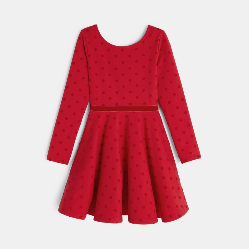 שמלה אדומה שרוול ארוך לבנות ממותג okaidi - מחיר מדבקה 189.90