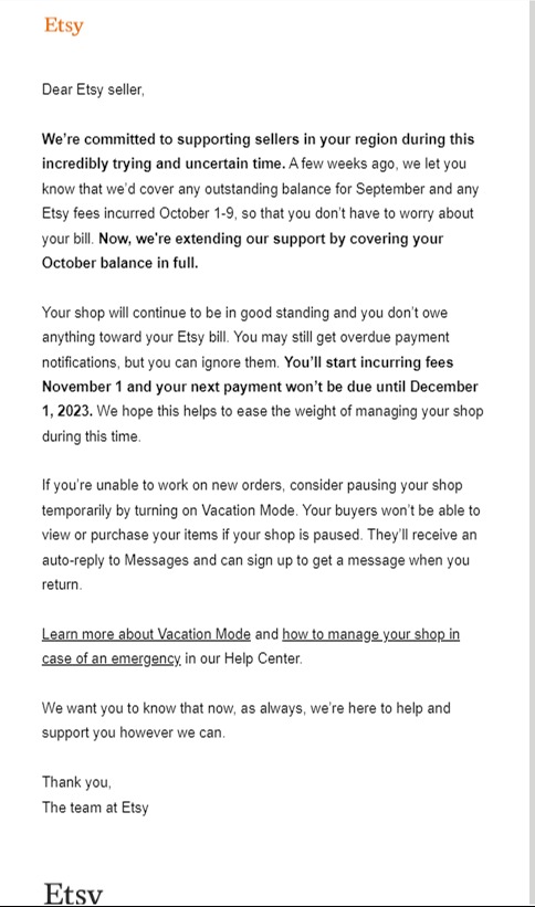 המכתב מETSY