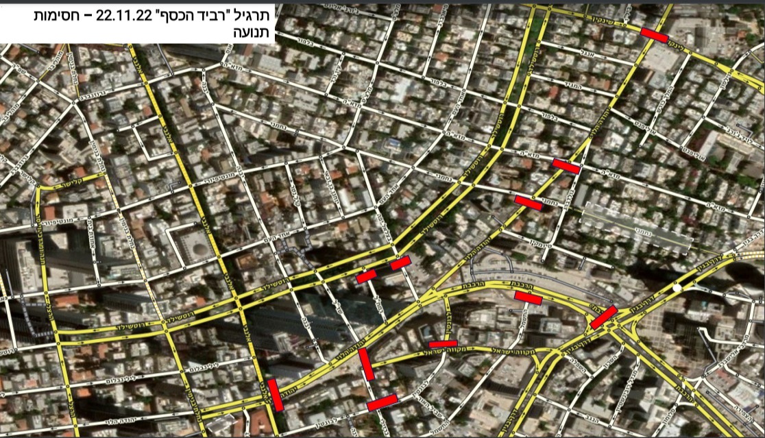 מפת הרחובות שיחסמו לתנועה בתל אביב