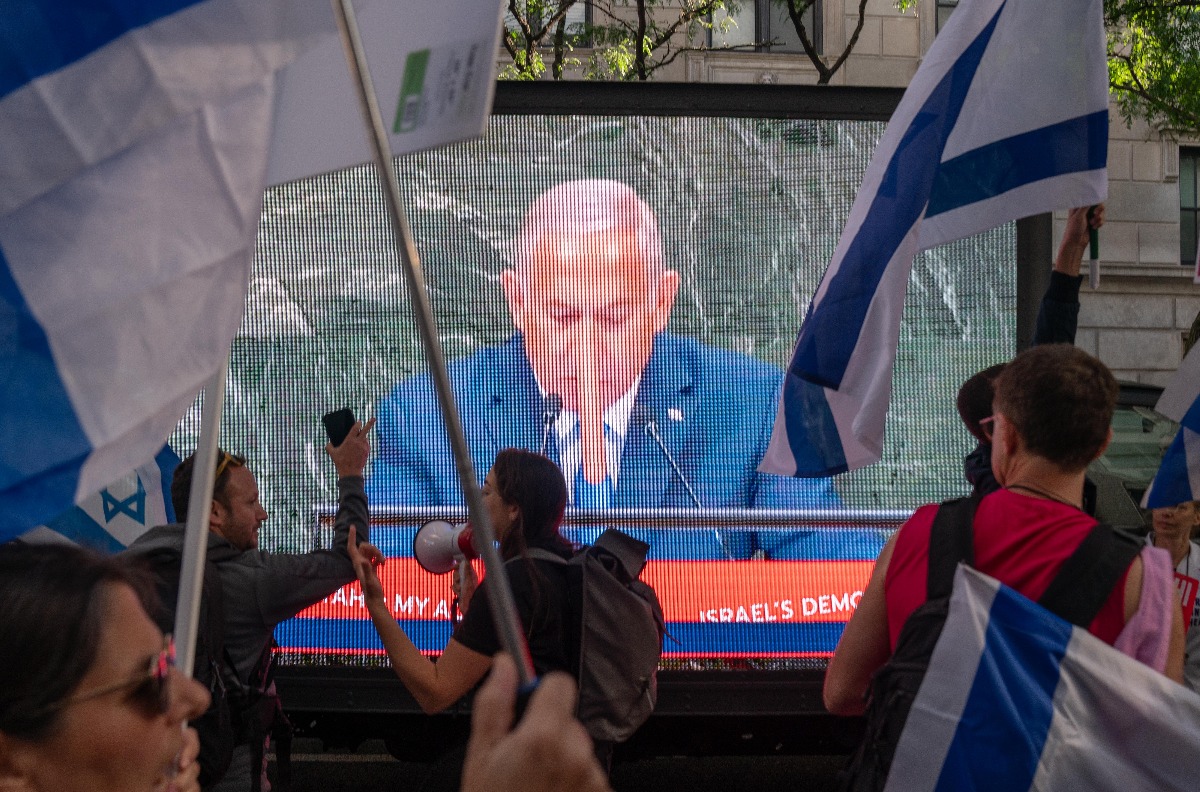 הפגנות בזמן נאום נתניהו בשבוע שעבר, ניו יורק | 
