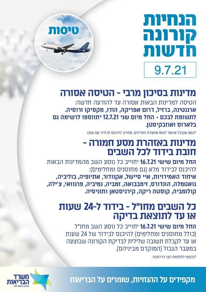 הנחיות הקורונה החדשות בנוגע לטיסות