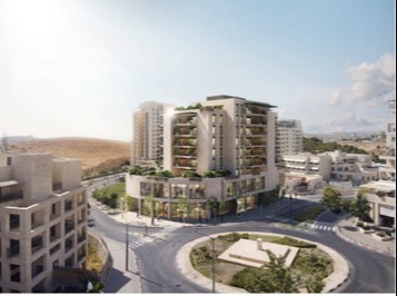הדמיית 2 מבני מסחר ומגורים בשכונת הר חומה