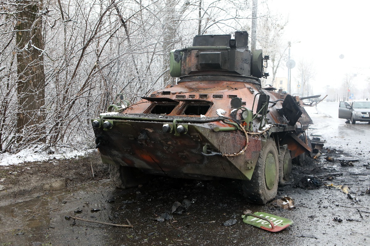 רכב פגוע בפאתי חרקוב, אוקראינה