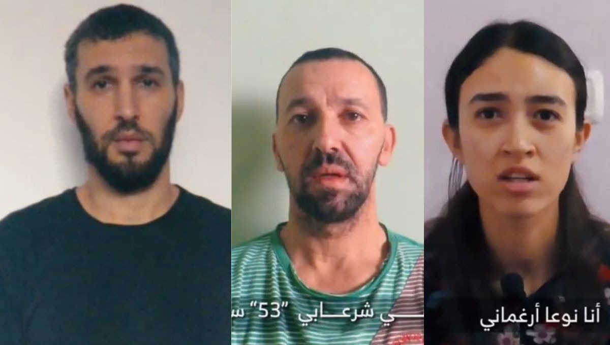החטופים שהופיעו בסרטון הקודם: נועה ארגמני, יוסי שרעבי ואיתי סבירסקי