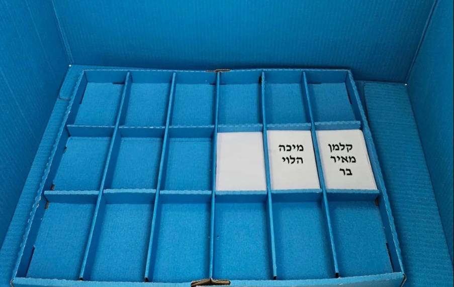 פתקי ההצבעה לרב מיכה הלוי והרב קלמן בר