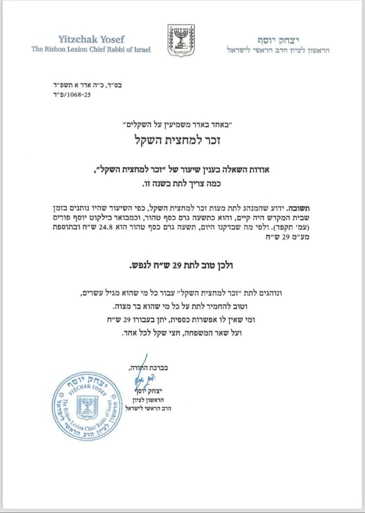 המחיר המעודכן של מחצית השקל