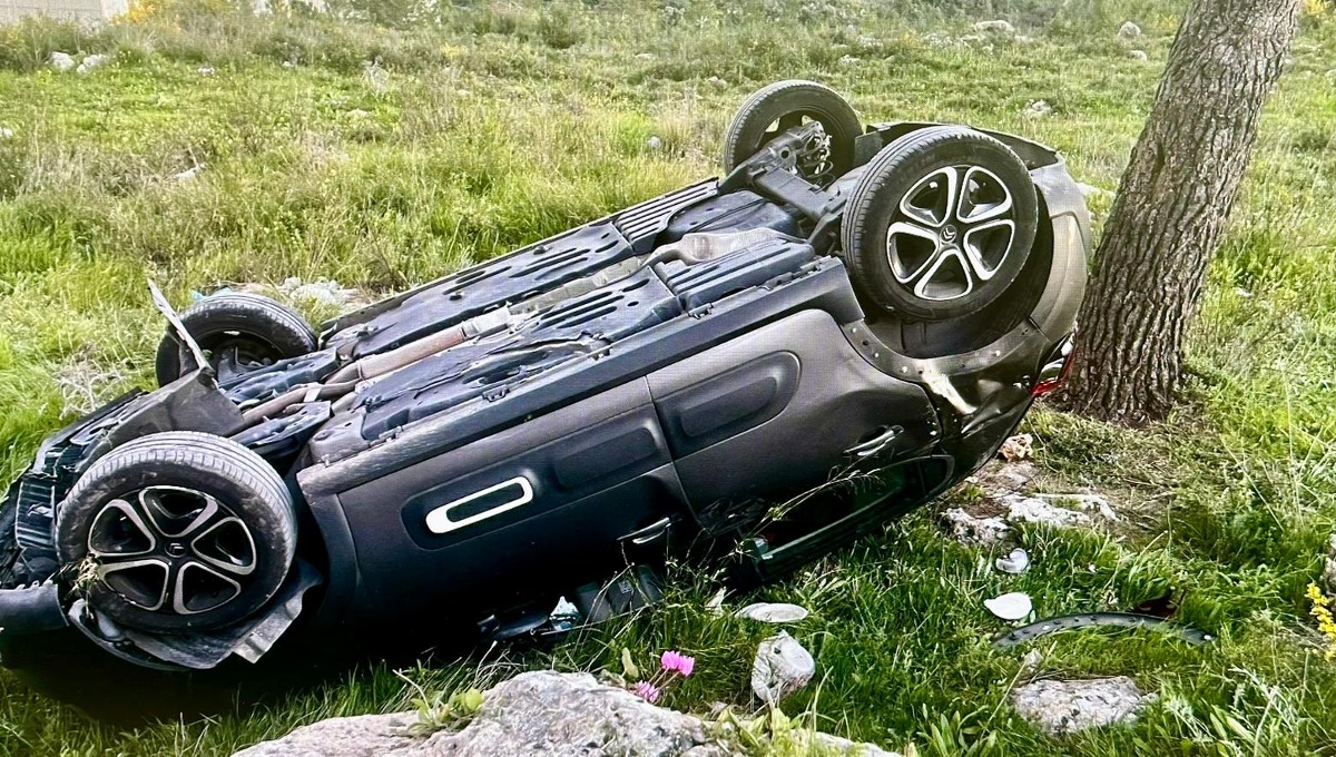 רכבו של החשוד לאחר התאונה