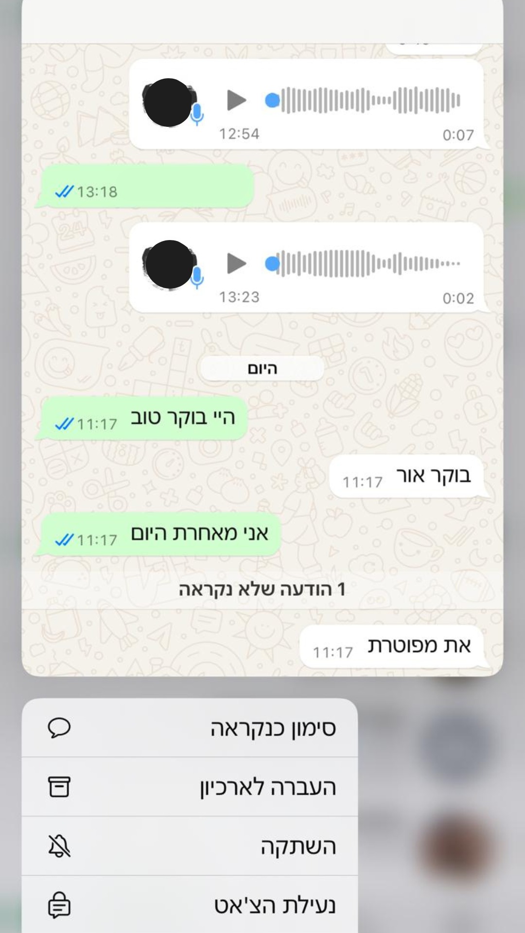 לקרוא את ההודעה מבלי להיכנס לצ