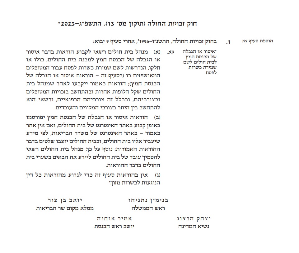 תיקון חוק זכויות החולה