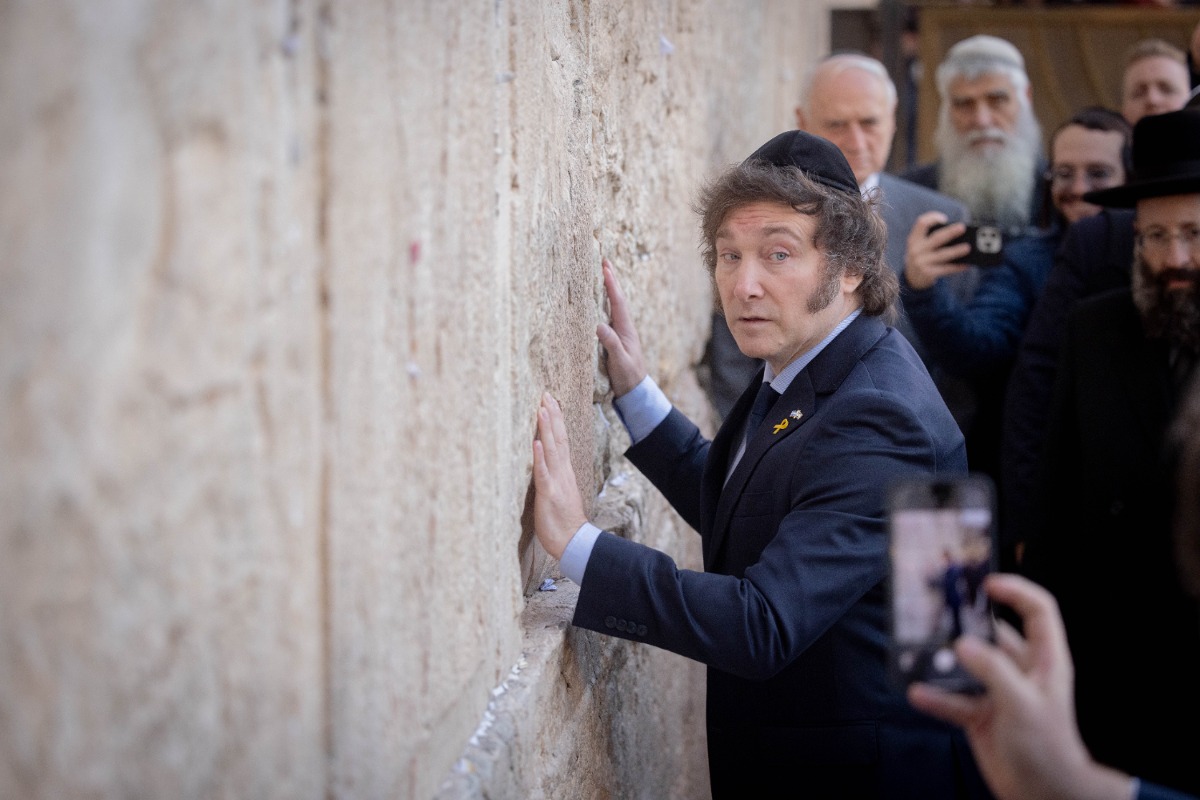 נשיא ארגנטינה חבייר מיליי מבקר בכותל המערבי