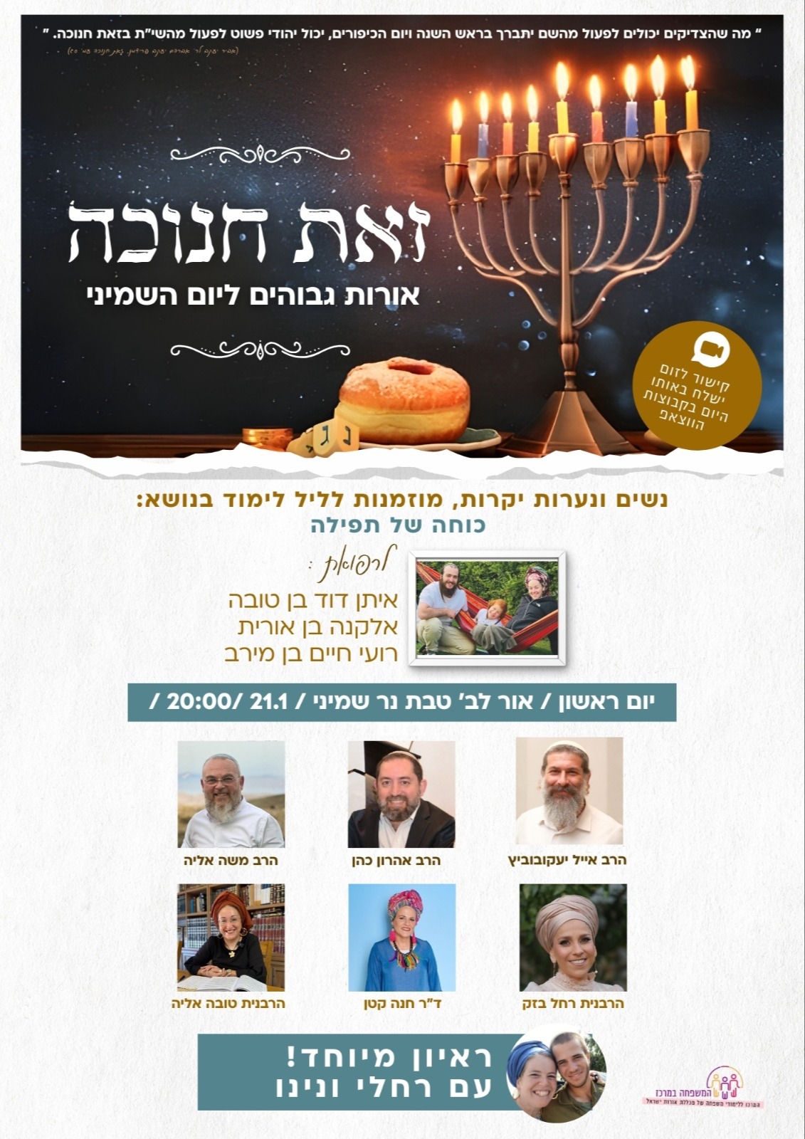 ליל לימוד לנשים בנושא: "כוחה של תפילה"