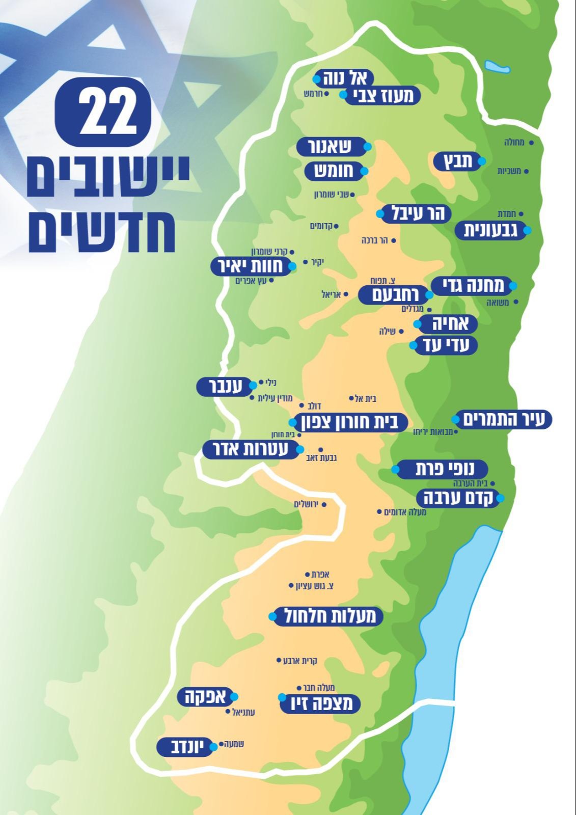 מפת היישובים החדשים, בכל רחבי הארץ | 