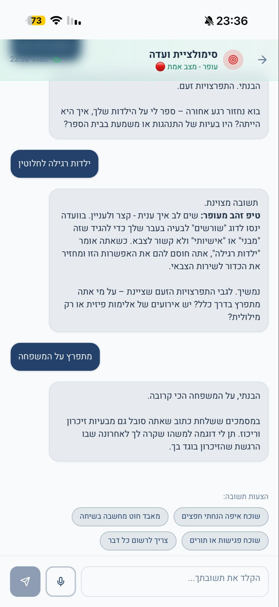 סימולצייה עם "עופר"
