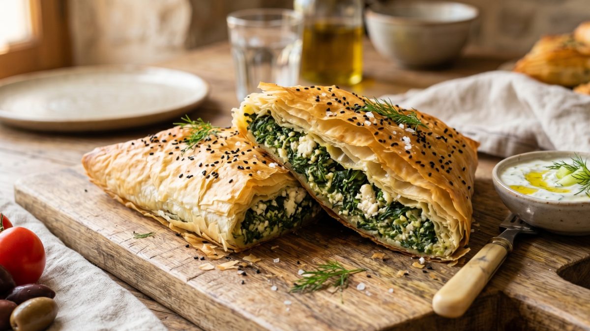 בורקס פילו במילוי תרד, פטה וריקוטה