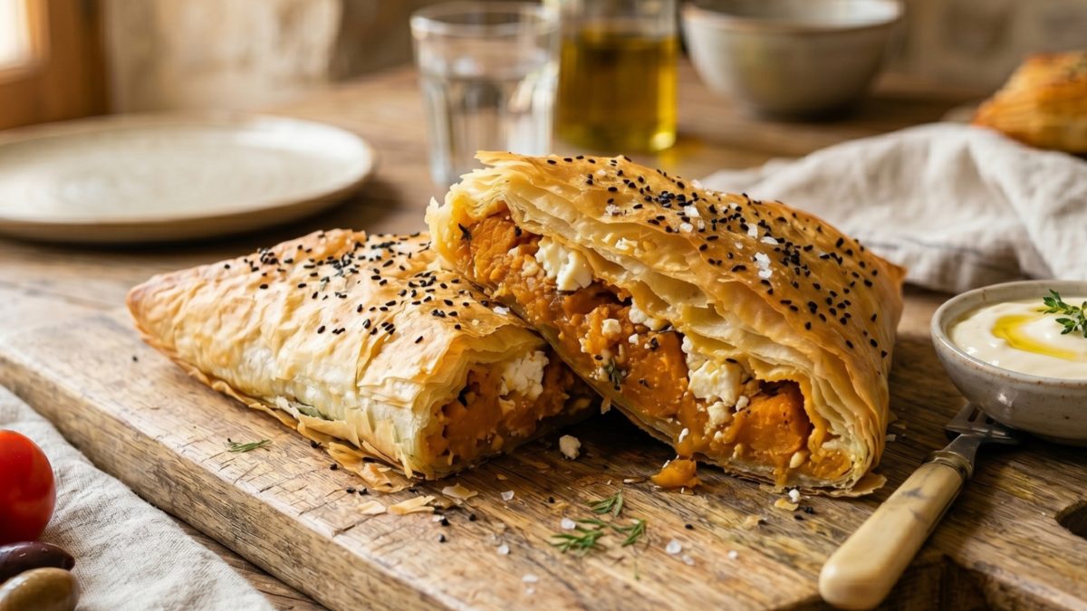 בורקס פילו במילוי בטטה צלויה וגבינת עיזים